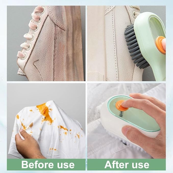 2 in 1 Multifunction Cleaning Brush, Multifunctional Cleaning Brush with Soap Dispenser, Liquid Filled Laundry Brush, Household Cleaning Clothes Shoes Brush with Liquid Box (White)