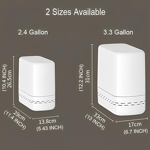 Sooyee Bathroom Trash Can with Lid, 2.4 Gallon Slim Trash Bin, Small Plastic Waste Basket, 10 L Narrow for Bedroom, Kitchen, Office, White