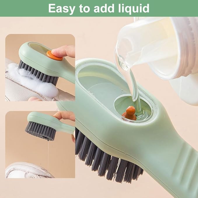 2 in 1 Multifunction Cleaning Brush, Multifunctional Cleaning Brush with Soap Dispenser, Liquid Filled Laundry Brush, Household Cleaning Clothes Shoes Brush with Liquid Box (White)