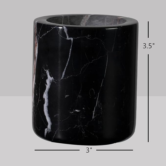 Elegant Black Marble Bath Essentials - Elevate Your Bathroom with Luxurious, Timeless Design,Marble Bath Accessories, Craftsmanship (Toothbrush Holder)