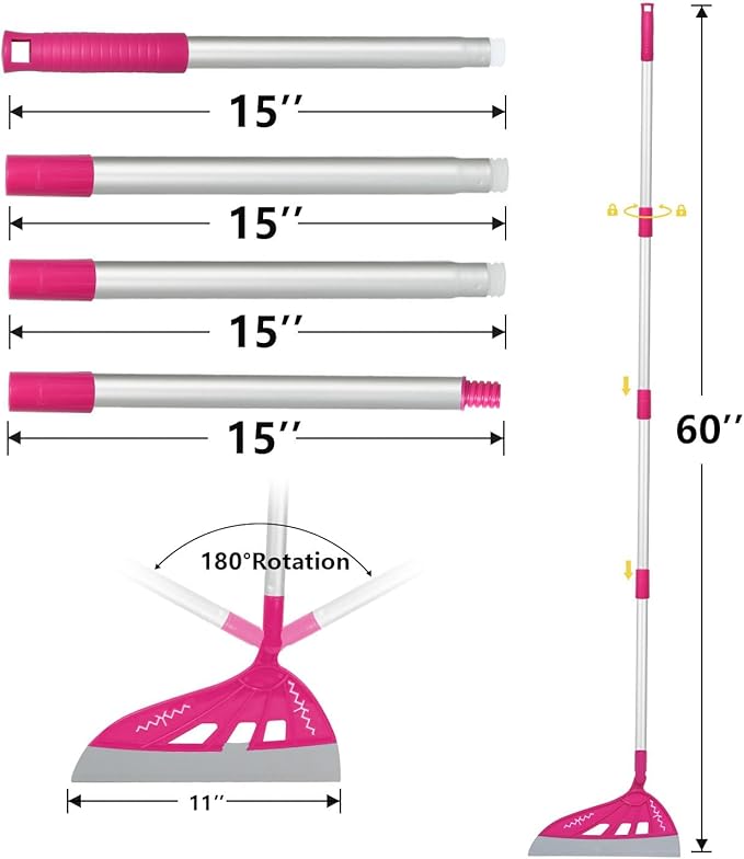 Magic Silicone Broom Sweeper, Multi-Function Floor Cleaning Brush, Bathroom, Pet Hair, Dog Brush Set (Pink)