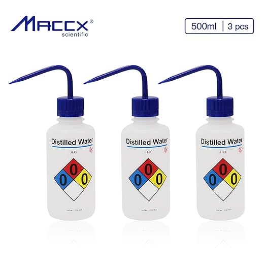 Distilled Water Narrow Mouth Wash Bottles, 3pcs of Vol.500ml, LDPE Material, WBD500-003