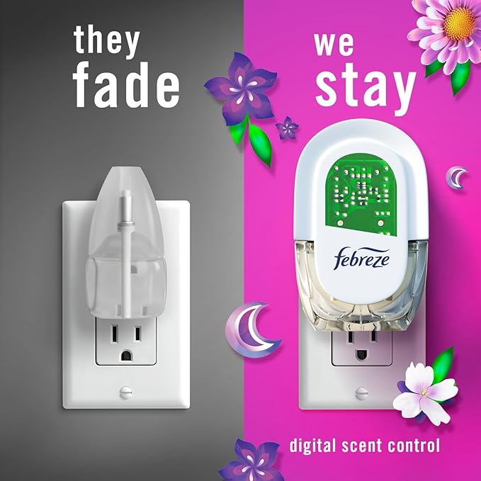 Febreze Odor-Fighting Fade Defy PLUG Air Freshener, Gain Moonlight Breeze, Gain Original, 0.87 fl. oz. Oil Refills, 4 Refills (2 of Each)