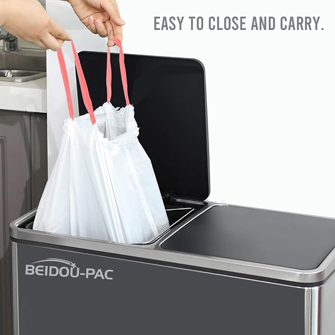 Trash Bags 8-10 Gallon Drawstring, 120 Count, Multifold Roll Garbage Bags, Large Kitchen Trash Bags, Odorless & Heavy Duty White Plastic Food Scrap Bags for Bathroom Bedroom Office Waste
