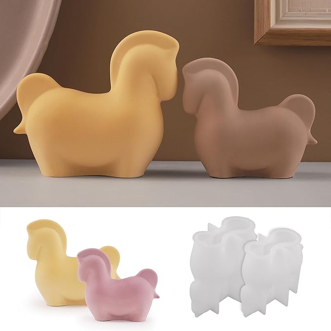 2 Pack Large and Small Horse Resin Mold - Resin Casting Silicone Molds for Home Decor & Candle Making Wave Spiral Mold