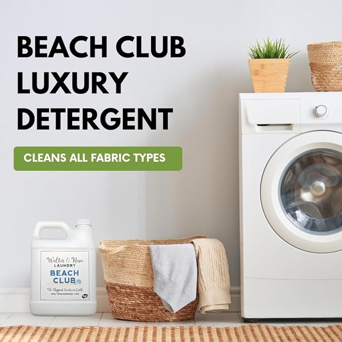 Walter & Rosie Beach Club Luxury Laundry Detergent - Park Inspired Scent with Green Notes & White Jasmine - Highly Fragrant Laundry Detergent - The Happiest Detergent on Earth - 32 Oz