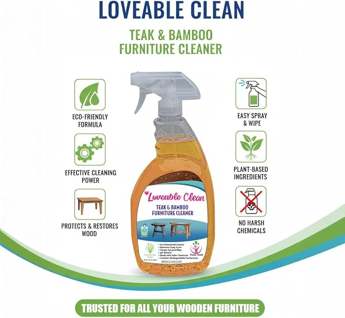 EcoDecors 24 pz. Teak Oil Protective Teak Sealer Wood Oil Indoor/Outdoor and Teak Cleaner Protective Teak Wood Restorer Eco Household Wood Furniture Cleaner Spray Bottle