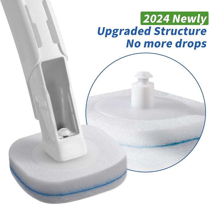 oshang Disposable Toilet Brush 2 Pack- Toilet Bowl Cleaner, Toilet Cleaning Supplies, Toilet Brush with Holder, 28 Refills for Deep Cleaning and Hygienic Bathroom Maintenance