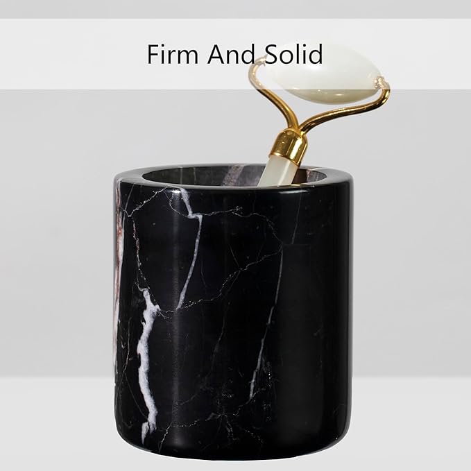 Elegant Black Marble Bath Essentials - Elevate Your Bathroom with Luxurious, Timeless Design,Marble Bath Accessories, Craftsmanship (Toothbrush Holder)