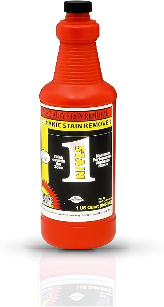 Pro's Choice Stain 1, Effective & Incredible Spot Remover for Fabric, Organic Stain Remover Laundry Cleaner, Grease & Spot Cleaner for Clothes, Use as Stain Treater Spray for Carpet & Couch, 1 Quart