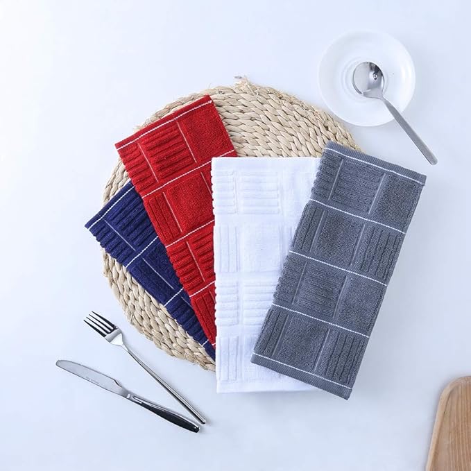 Glynniss Kitchen Dish Cloths for Washing Dishes, Cotton Dish Rags for Drying Cleaning, Pack of 8 Dishcloths (Grey, 12x12 inches)