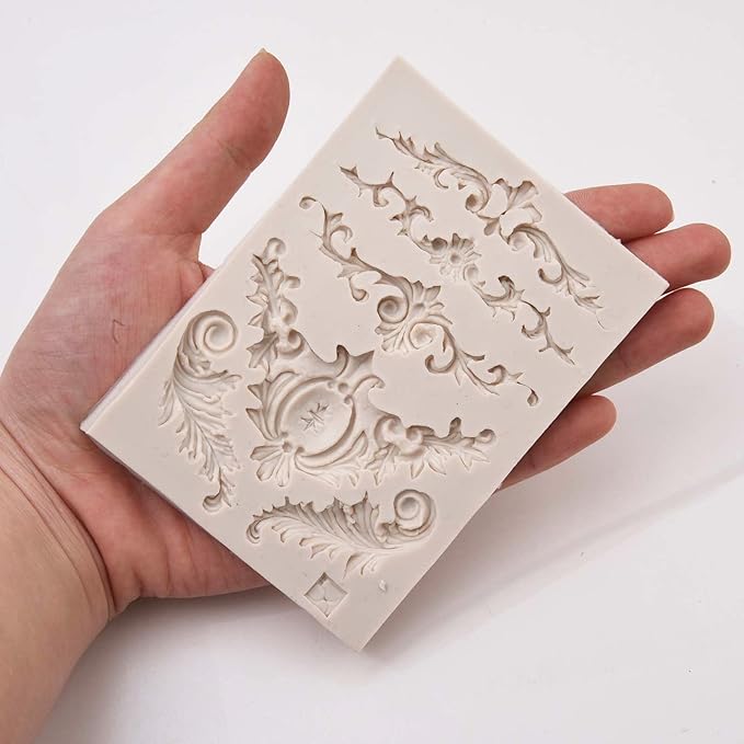Baroque Silicone Molds, Border Chocolate Scroll Fondant Molds, for Baroque Cake, Lace Cake Cupcake Decorating, Candy, Polymer Clay, Resin, in Christmas, Halloween, Birthday Party