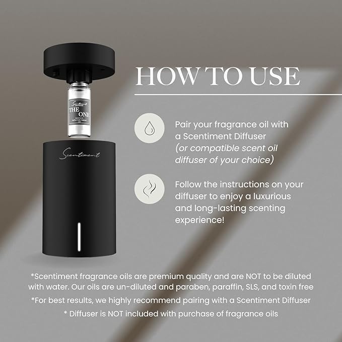 Scentiment Diffuser Oil - The One | Inspired by Miami Beach Lobby Scent | Aromatherapy Fragrance Oil | Notes of Cardamom, Leather, Lemon with Cinnamon & Sandalwood (20 mL)
