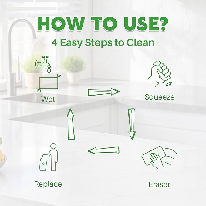52 PCS Magic Sponge Eraser Sheets, Disposable & Portable, Ultra Thin for Cleaning Hard-to-Reach Place, Deep Clean with Water Only for Cup Plate Sink Kitchenware Bathroom
