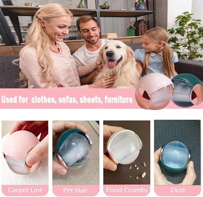 2 Pack Reusable Gel Lint Roller Ball for Pet Hair, MUEDRT Washable Small Lint Remover for Clothes, Portable Sticky Pet Hair Remover for Clothes Traveling Essentials (Pink-Green 2colors)