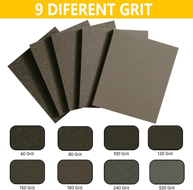 16PCS 180 Grits Sanding Sponge Fine Coarse Sanding Block, Washable and Reusable Wet Dry Sandpaper Sponge， Sander Sponges for Wood Drywall Metal Wood