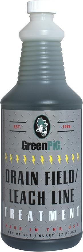 GREEN PIG Drain Field Cleaner, Septic Safe Drain Clog Remover, Treatment for Quickly Clearing Leach Field System Clogs, Back-Ups, and Foul Odors in Septic Tank Systems, 1 Quart