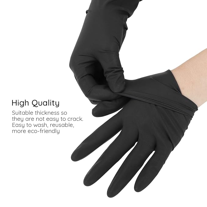 Segbeauty Hair Dye Gloves, 20 Counts Black Reusable Hair Color Gloves Professional Washable Rubber Glove Hair Coloring Accessories for Home Cleaning Hair Dye Salon Highlighting - Medium