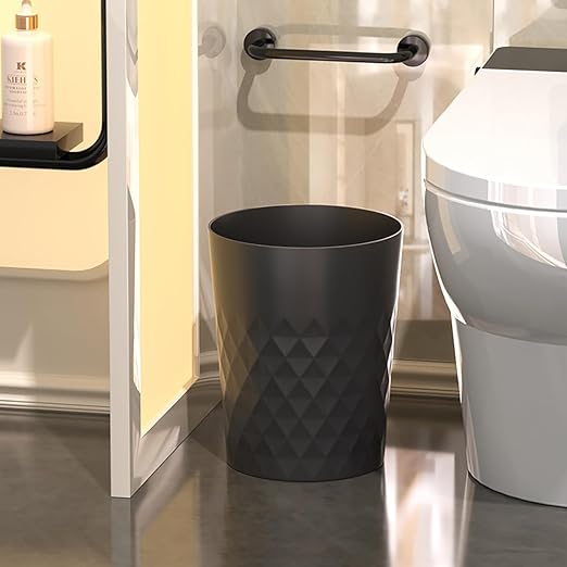 2 Pack Small Trash Can 1.8 Gallon Bathroom Garbage Can Waste Basket Recycling Bin for Dorms Bedrooms Offices Kitchens, Black