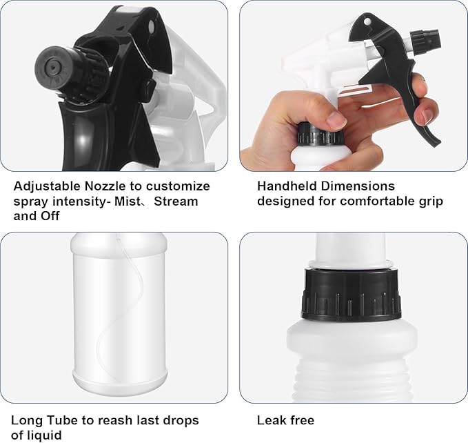 Gerrii 24 Pcs 24oz Plastic Spray Bottle Bulk, Empty Refillable Squirt Bottles for Cleaning Solution, Leak Proof Water Spray Bottle with Adjustable Nozzle and Sticker Commercial Supplies (Red & Black)