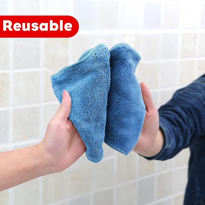 Microfiber Cleaning Cloths Softer Highly Absorbent Reusable 16"x12" Pack of 6 (Green Blue Orange) Lint Free Streak Free for House Kitchen Car Glass Stainless Steel Window