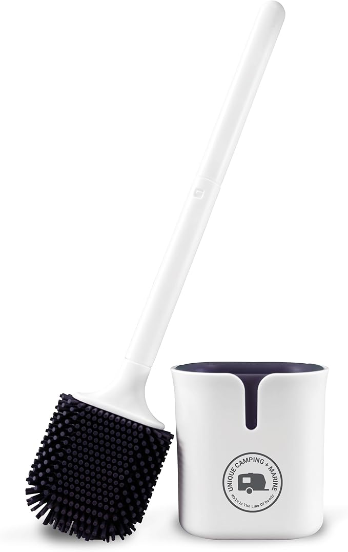 Unique Compact Silicone RV Toilet Bowl Brush with Wall-Mounted No-Drip Holder