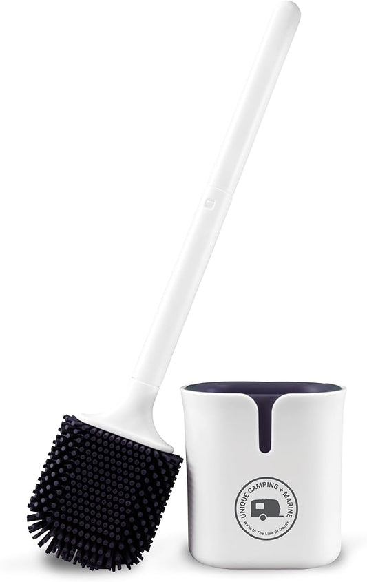 Unique Compact Silicone RV Toilet Bowl Brush with Wall-Mounted No-Drip Holder