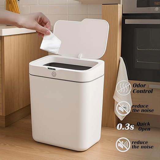 Two Gray Smart Sensor Trash cans with a Capacity of 3.2 gallons, Supporting Multiple Opening Methods, Waterproof Design, Anti Odor Design, Fast Response, Suitable for Kitchens,bedrooms,Offices, etc