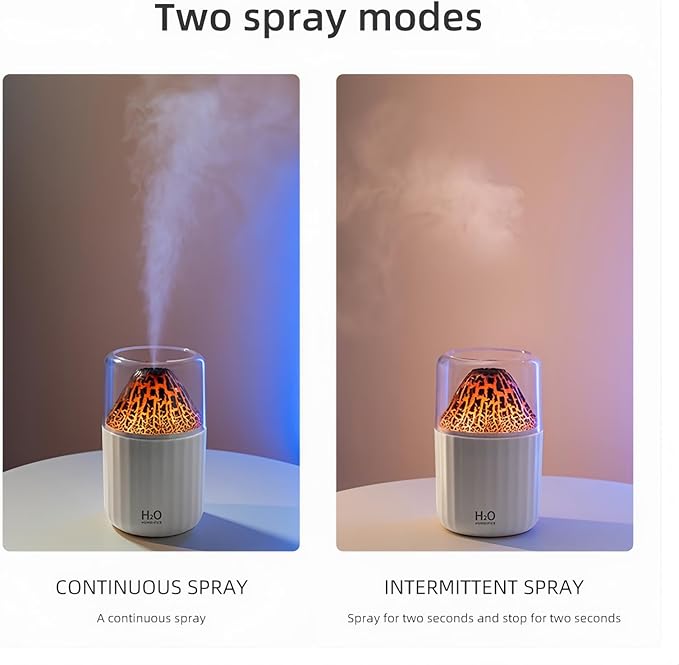 Colorful Volcano Humidifier, Ultrasonic Cool Mist Auto Shut-Off Car Diffuser, 2 Fog Mode Ultra Quiet Humidifier for Car Bedroom Office USB-300ml (Black)
