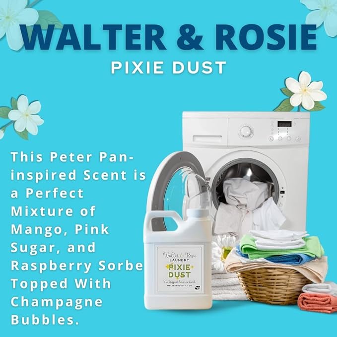Walter & Rosie Pixie Dust Luxury Detergent - Inspired Scent with Green Notes & White Jasmine - Cleans All Fabric Types - Ideal for Machine & Handwash - The Happiest Detergent on Earth - 32 Oz