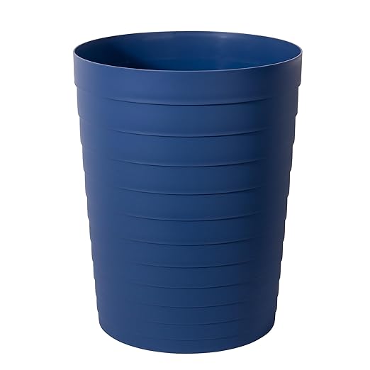 UUJOLY Small Bathroom Trash Can Wastebasket, Plastic Garbage Bin Container Basket for Bathrooms, Laundry Room, Kitchens, Offices, Kids Rooms, Dorms, Navy Blue, 1.8 Gallon