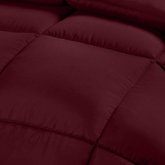 Utopia Bedding Comforter Duvet Insert, Quilted Comforter with Corner Tabs, Box Stitched Down Alternative Comforters Queen Size (Burgundy)