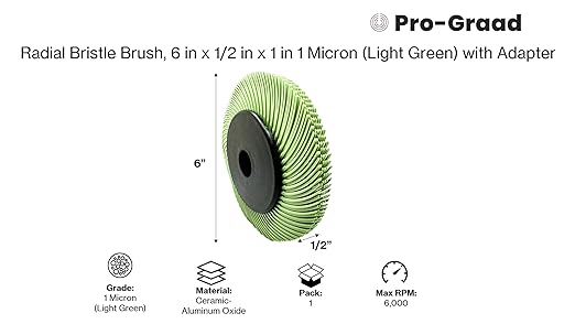 Radial Bristle Brush, 6 in x 1/2 in x 1 in 1 Micron (Light Green) with Adapter, Type C Curved Bristle (Pack of 1)