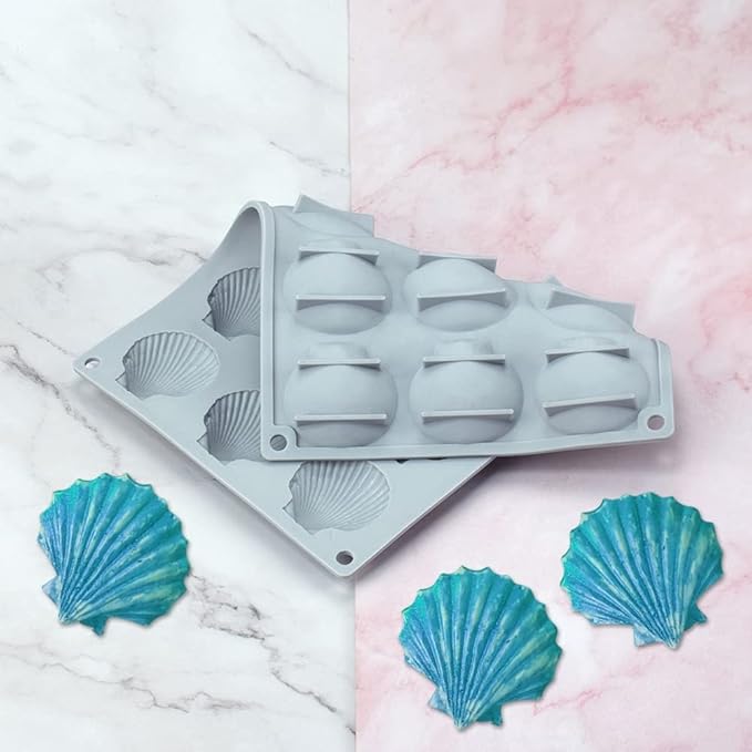 mostsom Silicone Sea Shell Mold Baking Mould Ice Cube Tray Shell Shape Silicone Mold for Chocolate, Soap, Candle, Fondant Birthday Cake Decoration and Jelly (Sea Shell J)