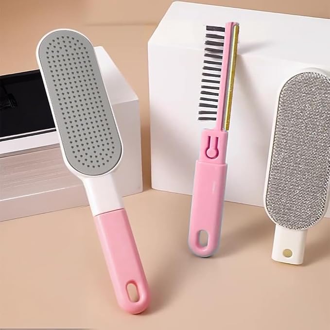 Multi-Function Travel Size Lint Brush for Clothes - Efficient Lint Remover & Pet Hair Collector for Dogs & Cats (Pink)