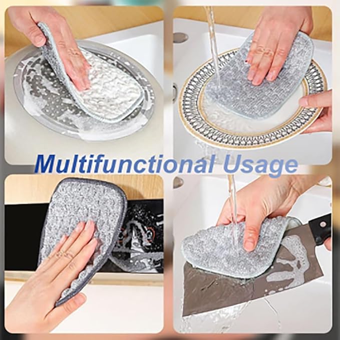 Double-Side Scratch-Free Wire Dishcloth, Multipurpose Wire Dishwashing Rags for Wet and Dry Non Scratch Dishcloth Rag, Reusable Metal Scrubbing Pads Sponge Cloths for Kitchen Cleaning (10pcs)