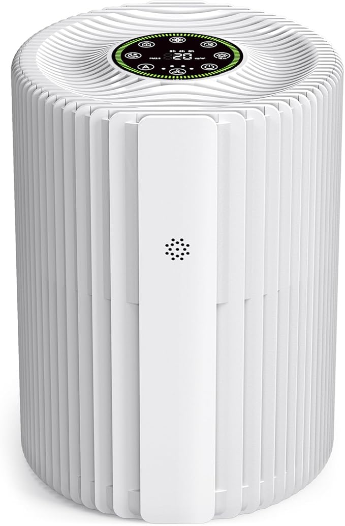 Air Purifiers For Bedroom And Home 1095 Sq. Ft True H13 HEPA Pet Air Purifier For Dorm Room With Air Quality Display 360° Air Intake & Outlet For Bedroom Office, DH-JHD07(White)