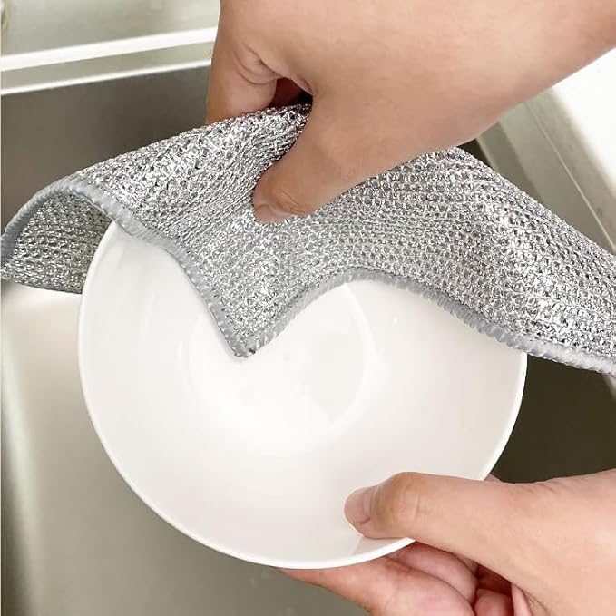 2025 New Multipurpose Wire Dishwashing Rags, Wet and Dry, Metal Scrubbing Pads Sponge Cloths Towels, Non-Scratch Wire Rags for Home Kitchen Dishes, Sinks, Pack of 10