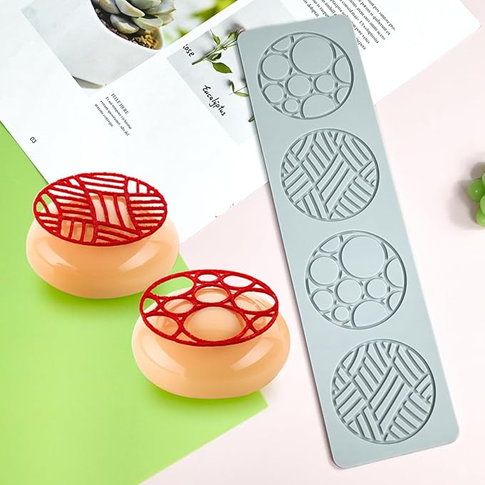 TUKE Silicone Molds for Baking Rectangle Geometry Ring Hollow 3D Fondant Molds Chocolate Molds Non-stick Polymer Clay Molds for Baking, Soap,Cake Decoration Cake Mold (Geometry I_10.92x2.92x0.12inch)