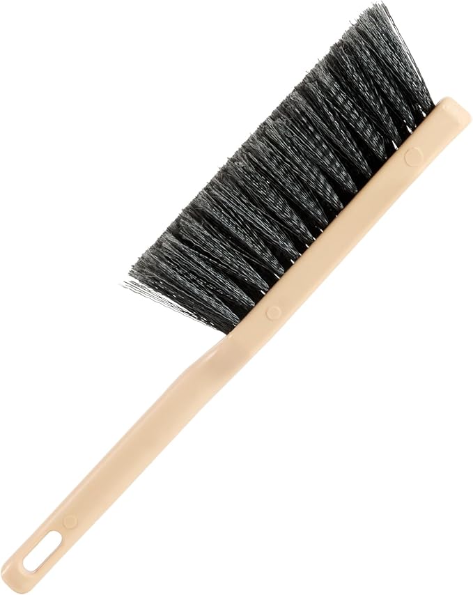 Restaurantware-Clean Tek Professional 13.78 Inch Counter Brush, 1 Heavy-Duty Hand Broom Brush - Flagged Bristles, Ergonomic Handle, Beige Plastic Cleaning Scrub, for Sweeping, Dusting, Woodworking