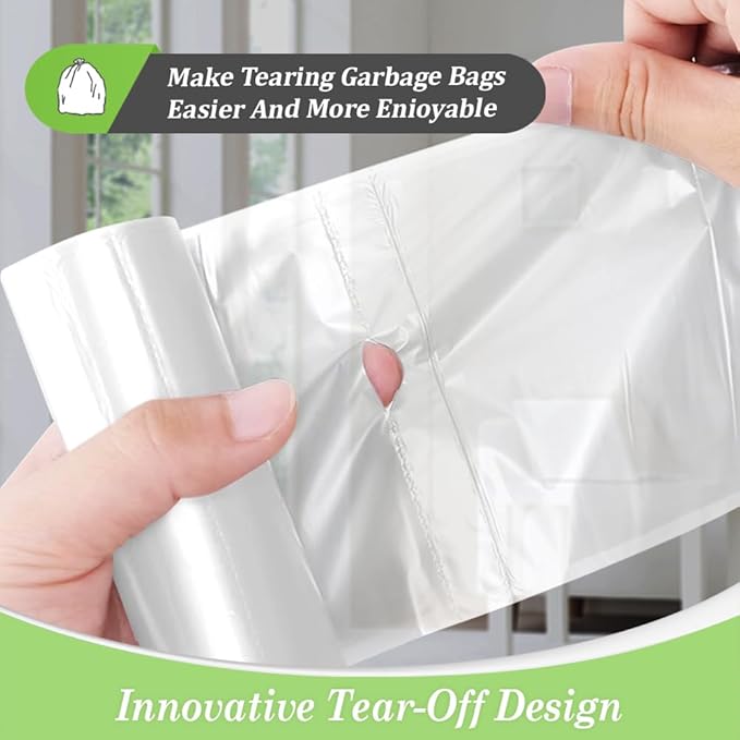 13 Gallon 60 Counts Strong Tall Kitchen Trash Bags Garbage Bags by Teivio,Bathroom Trash Can Bin Liners, Plastic Trash Bags for home office kitchen (Clear)