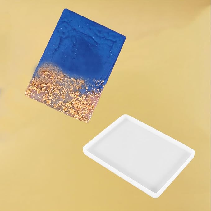 2pcs 7x5 inch Resin Tray Molds, Rectangle Silicone Molds, Flat Concrete Molds Resin Epoxy Silicone Board Molds for Resin Epoxy DIY, White