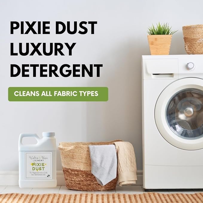 Walter & Rosie Pixie Dust Luxury Detergent - Inspired Scent with Green Notes & White Jasmine - Cleans All Fabric Types - Ideal for Machine & Handwash - The Happiest Detergent on Earth - 32 Oz