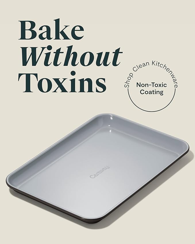 Caraway Nonstick Ceramic Small Baking Sheet (9x13”) – Non-Toxic, PTFE & PFOA Free – Oven Safe – Aluminized Steel Core – Mini Sheet Pan for Baking, Roasting & More - Black