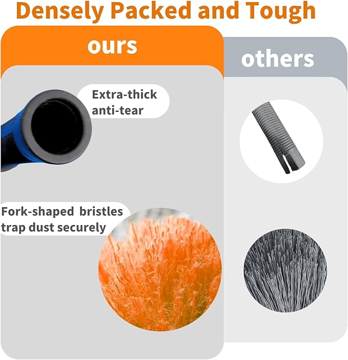 4 Pack Screw on Webster Cobweb Duster Head for Pole,Spider Web Remover Brush, Cobweb Duster Head Attachment,Fits Standard 3/4 inch Threaded Poles(4, Orange)