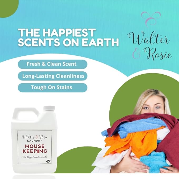 Walter & Rosie Mouse Keeping Luxury Detergent - Inspired Scent with Bergamot and Grapefruit - Cleans All Fabric Types - Ideal for Machine & Handwash - The Happiest Detergent on Earth - 32 Oz