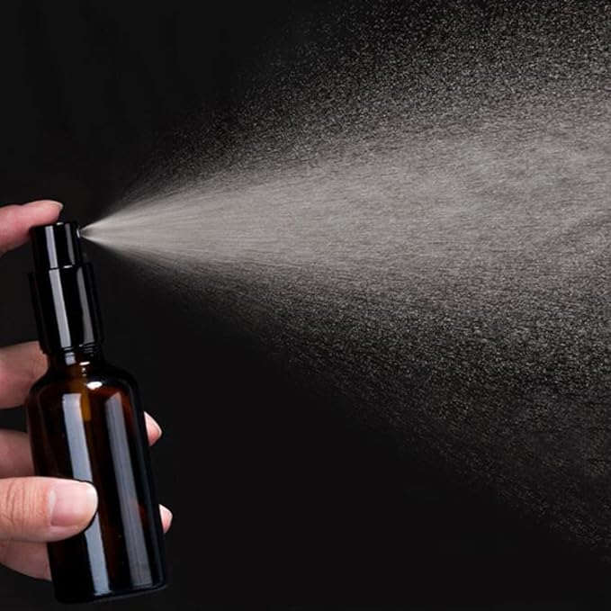YIZHAO Black Glass Spray Bottles 2oz, with Small Fine Mist Spray, Metal Cap, Refillable for Essential Oil,Travel,Cleaning,Perfume,Aromatherapy,Makeup – 6 Pcs