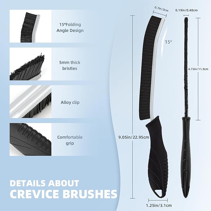 Hard Bristle Crevice Cleaning Brush-Thin Gap Scrub Brush, Small Cleaning Brush, Grout Brush, Kitchen Brush, Cleaning Tools for Toilet, Bathroom, Sink, Home, Household, Window (3, Lichen Blue)