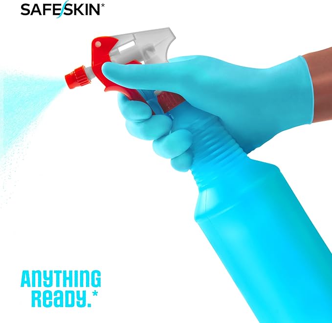 SAFESKIN Disposable Nitrile Gloves in POP-N-GO Pack (50 or 200 Count) Medium Duty, Powder-Free -Cleaning, Gardening, Crafts