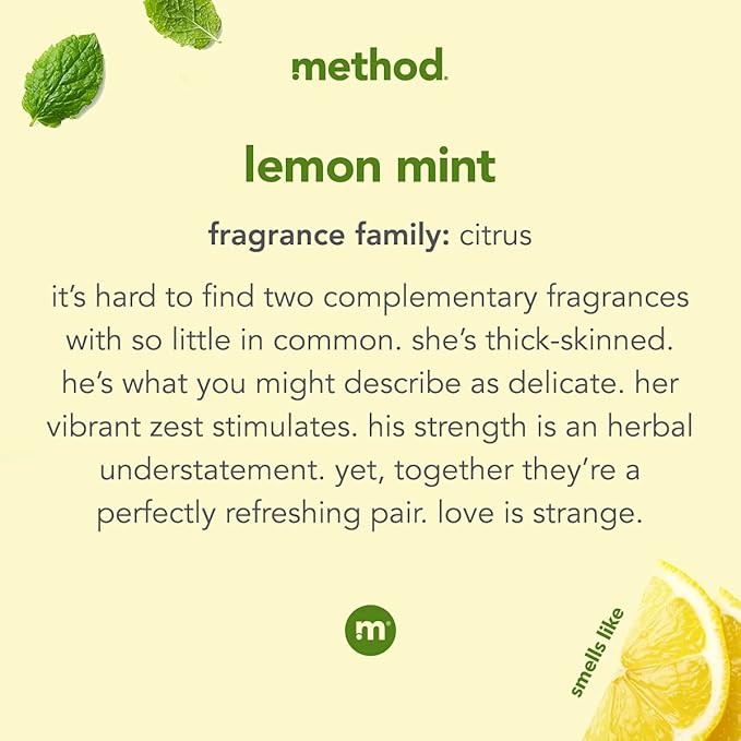 Method Dishwasher Detergent Packs, Lemon Mint, Dishwashing Rinse Aid to Lift Tough Grease and Stains, 54 Dishwasher Tabs per Package, (Pack of 2)